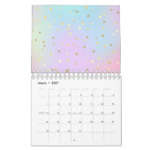 Calendrier Pink bleu pastel Pourpre Petit Point Doré Lumineux (Mar 2027)