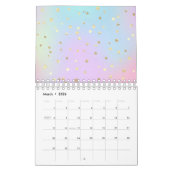 Calendrier Pink bleu pastel Pourpre Petit Point Doré Lumineux (Mar 2026)