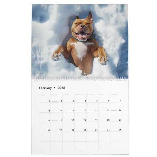 Calendrier PitBull Puppy Chien Love Pit Bulles (Feb 2026)
