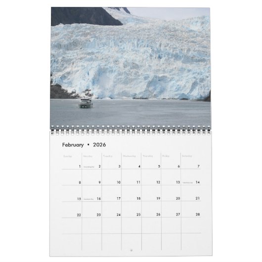 Calendrier Pittoresque du mur de l'Alaska par J.W. (Feb 2026)
