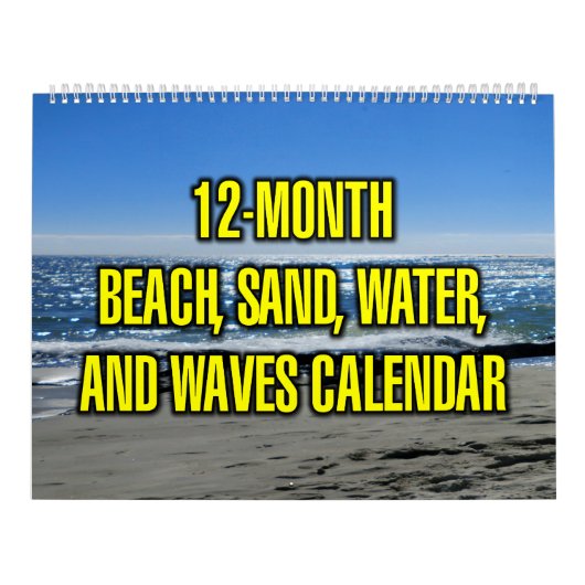 Calendrier Plage de 12 mois, sable, eau et vagues (Protection)