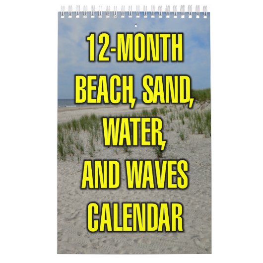 Calendrier Plage de 12 mois, sable, eau et vagues (Protection)