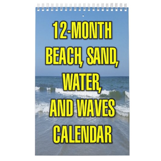Calendrier Plage de 12 mois, sable, eau et vagues (Protection)