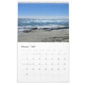 Calendrier Plage de 12 mois, sable, eau et vagues (Feb 2027)