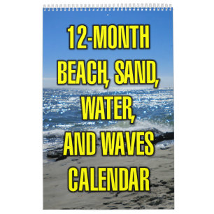 Calendrier Plage de 12 mois, sable, eau et vagues