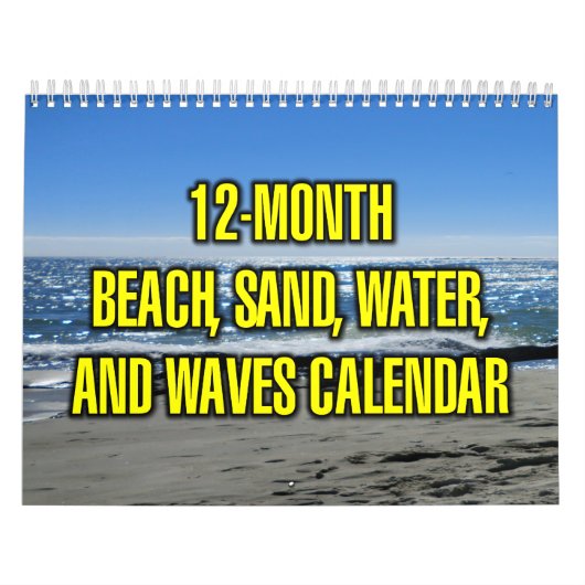 Calendrier Plage de 12 mois, sable, eau et vagues (Protection)