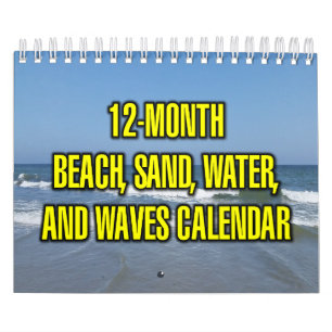 Calendrier Plage, Sable, Eau Et Vagues Sur 12 Mois