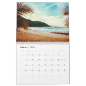 Calendrier Plage Scène Oasis tropicale (Feb 2026)