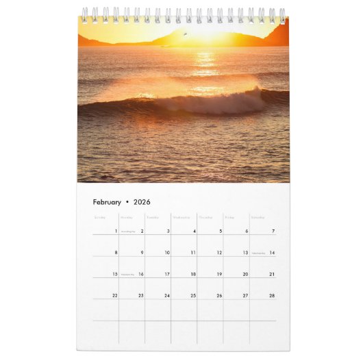 Calendrier Plage Thème Océan Photo Cadeau (Feb 2026)