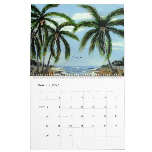 Calendrier Plage tropicale (Mar 2026)