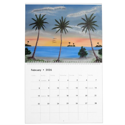 Calendrier Plage tropicale (Feb 2026)