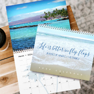 Calendrier Plages d'Hawaii, Californie "La vie en tongs"