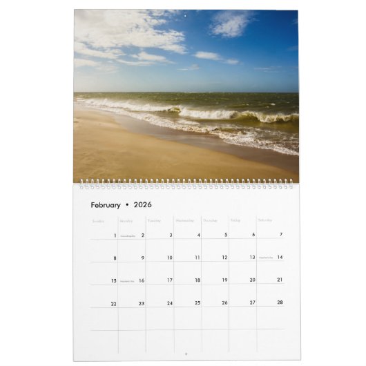Calendrier Plages et mer (Feb 2026)