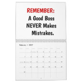 Calendrier Plaisanterie drôle d'humour de patron de (Feb 2027)