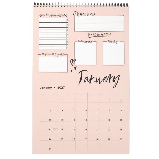 Calendrier Planification Motivative Moyenne Moyenne Du Chaos (Jan 2027)
