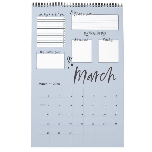 Calendrier Planification Motivative Moyenne Moyenne Du Chaos  (Mar 2026)