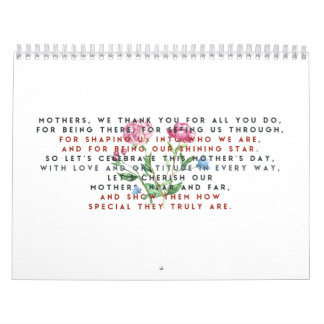 Calendrier poème et fleurs de la fête des mères