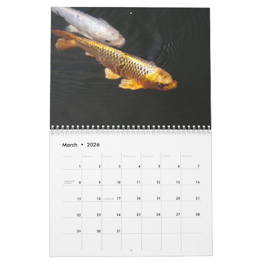 Calendrier Poisson rouge 2025 (Mar 2026)