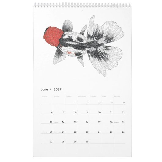Calendrier Poisson Rouge 2027 (Jun 2027)