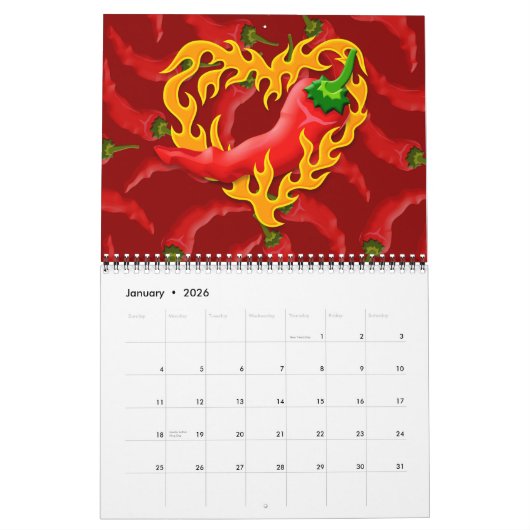 Calendrier Poivre chili au coeur de flamme (Jan 2026)