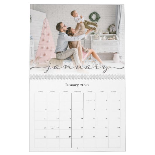 Calendrier Police de script | Photo 2026 (Jan 2026)
