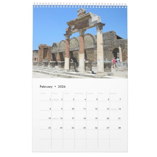 Calendrier Pompéi, Italie 12 mois (Feb 2026)
