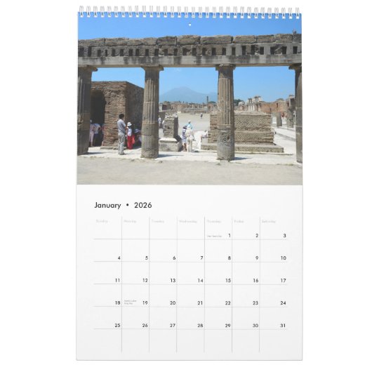 Calendrier Pompéi, Italie 12 mois (Jan 2026)