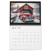 Calendrier Ponts couverts, églises et petits camions rouges (Feb 2027)