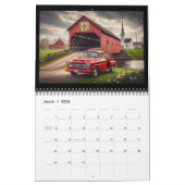 Calendrier Ponts couverts, églises et petits camions rouges (Mar 2026)