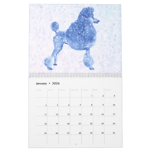 Calendrier Poodle rose (Jan 2026)