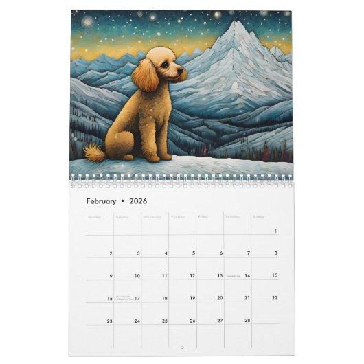 Calendrier Poodles mignons (Feb 2026)
