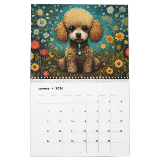 Calendrier Poodles mignons (Jan 2026)
