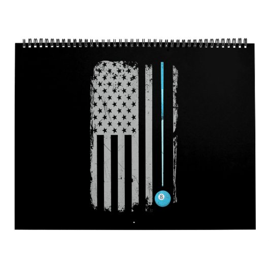 Calendrier Pool Sticks Billiards 8 Ball Usa American Flag (Protection)