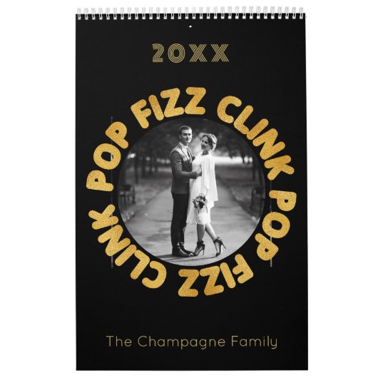 Calendrier Pop Fizz Clink Typographie moderne Photo (Protection)