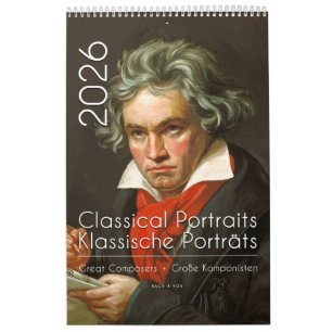 Calendrier Portraits classiques de 12 compositeurs, 2026