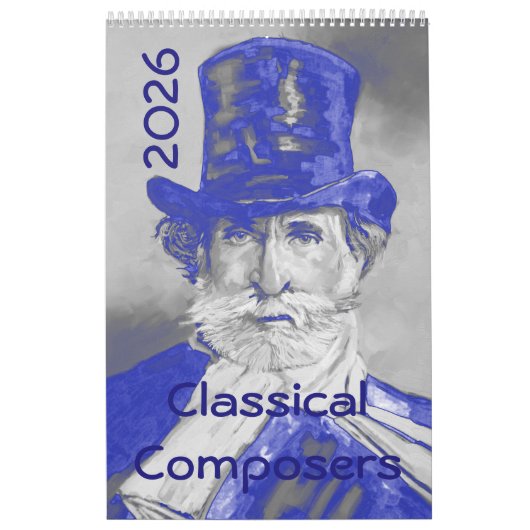Calendrier Portraits compositeurs 2026 - Symphonie en bleu et (Protection)