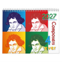 Portraits de compositeurs classiques, style cartoo