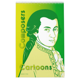 Calendrier Portraits De Compositeurs Classiques, Style Cartoo