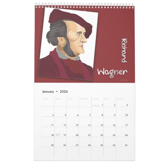 Calendrier Portraits de compositeurs, Style moderne, 2026 (Jan 2026)