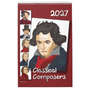 Calendrier Portraits de compositeurs, style moderne, 2027
