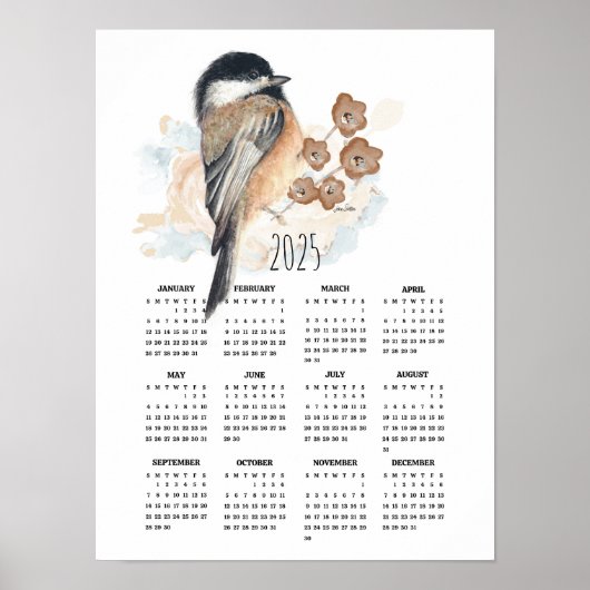 Calendrier Poster 2025 Sweet Chickadee (Devant)