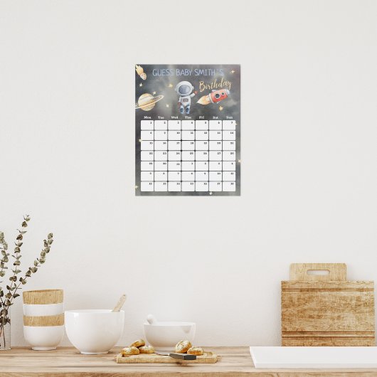 Calendrier Poster de Date de Naissance Astronaute (Cuisine)