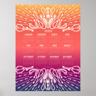 Calendrier Poster du Lever et du Coucher du Soleil