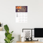 Calendrier Poster Grunge Drapeau Australie 2017 (Bureau à domicile)