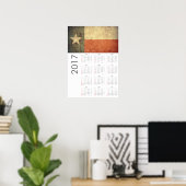 Calendrier Poster Grunge Drapeau Texas 2017 (Bureau à domicile)