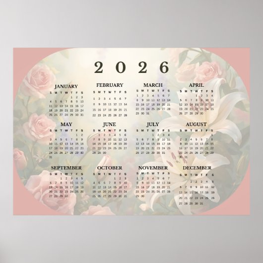 Calendrier Poster Mural Horizontal 2026 (Devant)