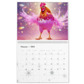 Calendrier Poulets Sassy Deux Page LargeCalendar, Blanc (Feb 2026)
