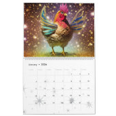Calendrier Poulets Sassy Deux Page LargeCalendar, Blanc (Jan 2026)