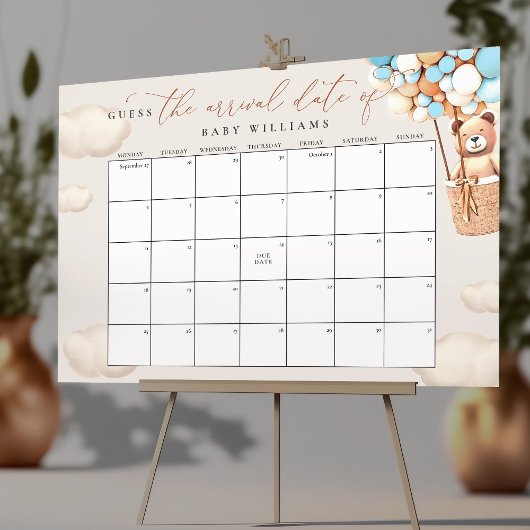 Calendrier pour deviner la date prévue Poster Bleu