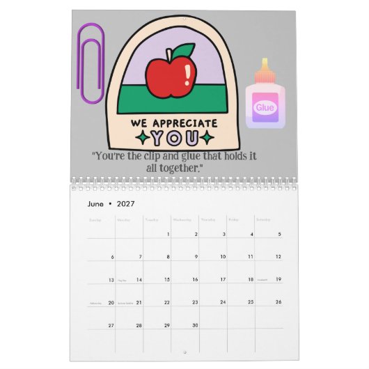 Calendrier pour les enseignants (Jun 2027)